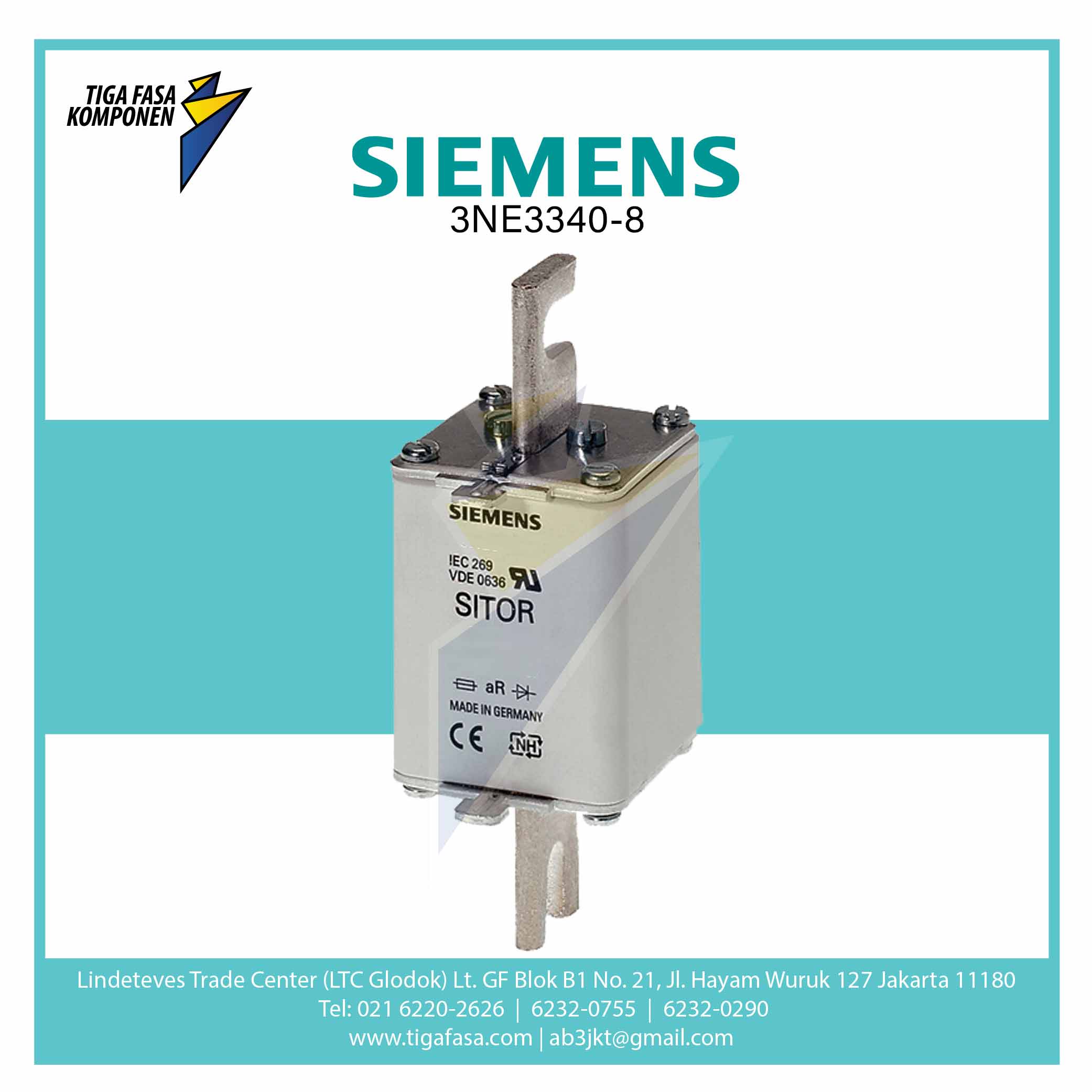 3NE3340-8 SITOR FUSE LINK NH2 900 A