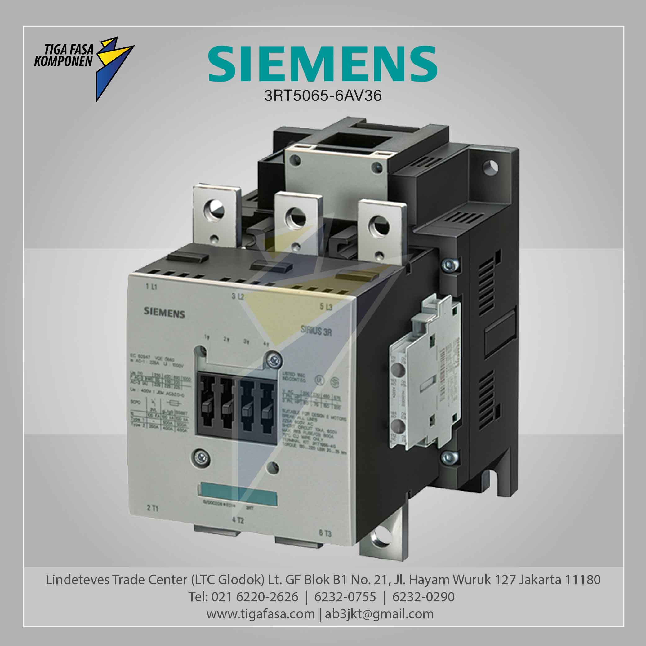 3RT5065-6AV36 MC 380...420 V AC/DC AC3 132 kW 400 V AC