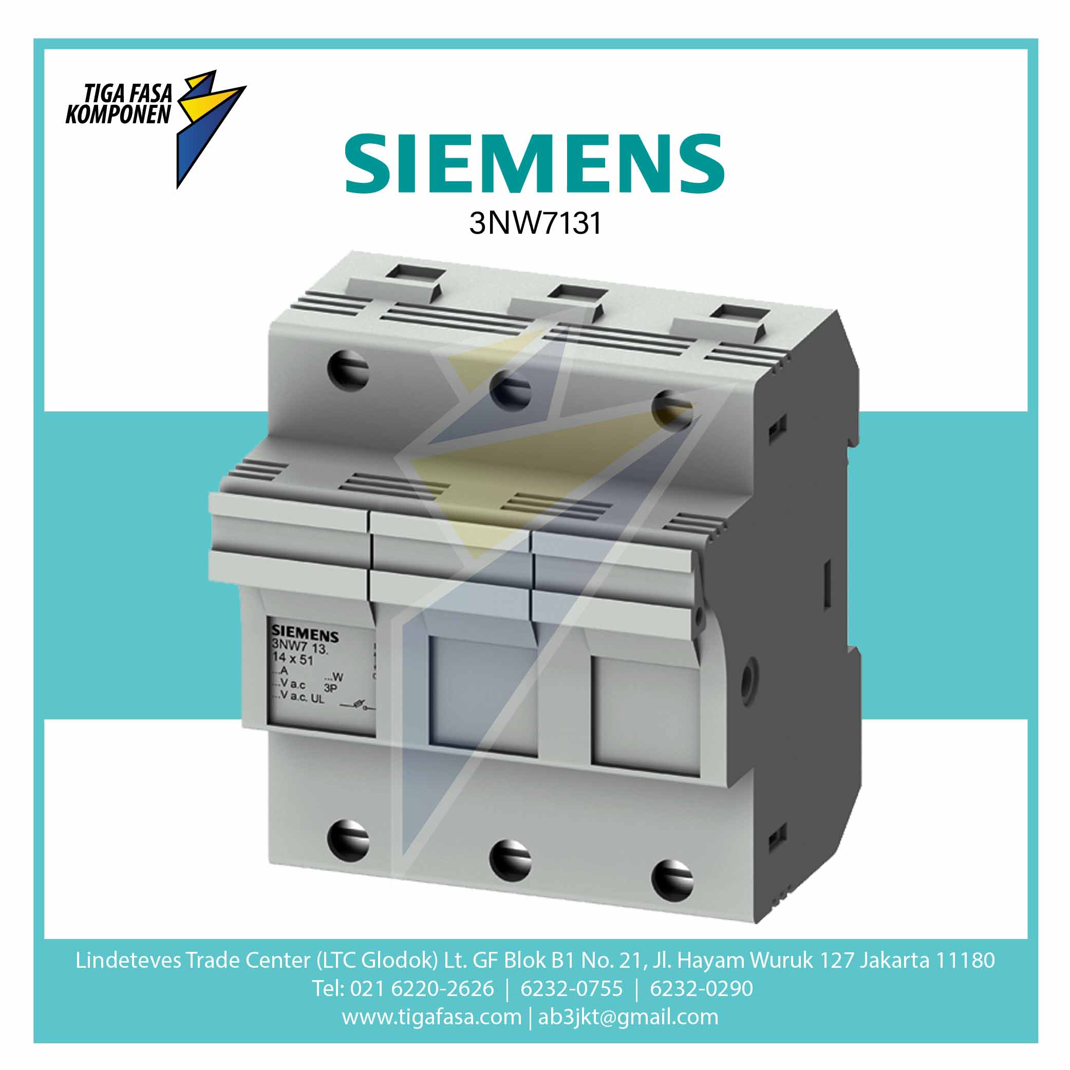 3NW7131 SENTRON Cylindrical Fuse Holder 14x51 mm 3P 50 A