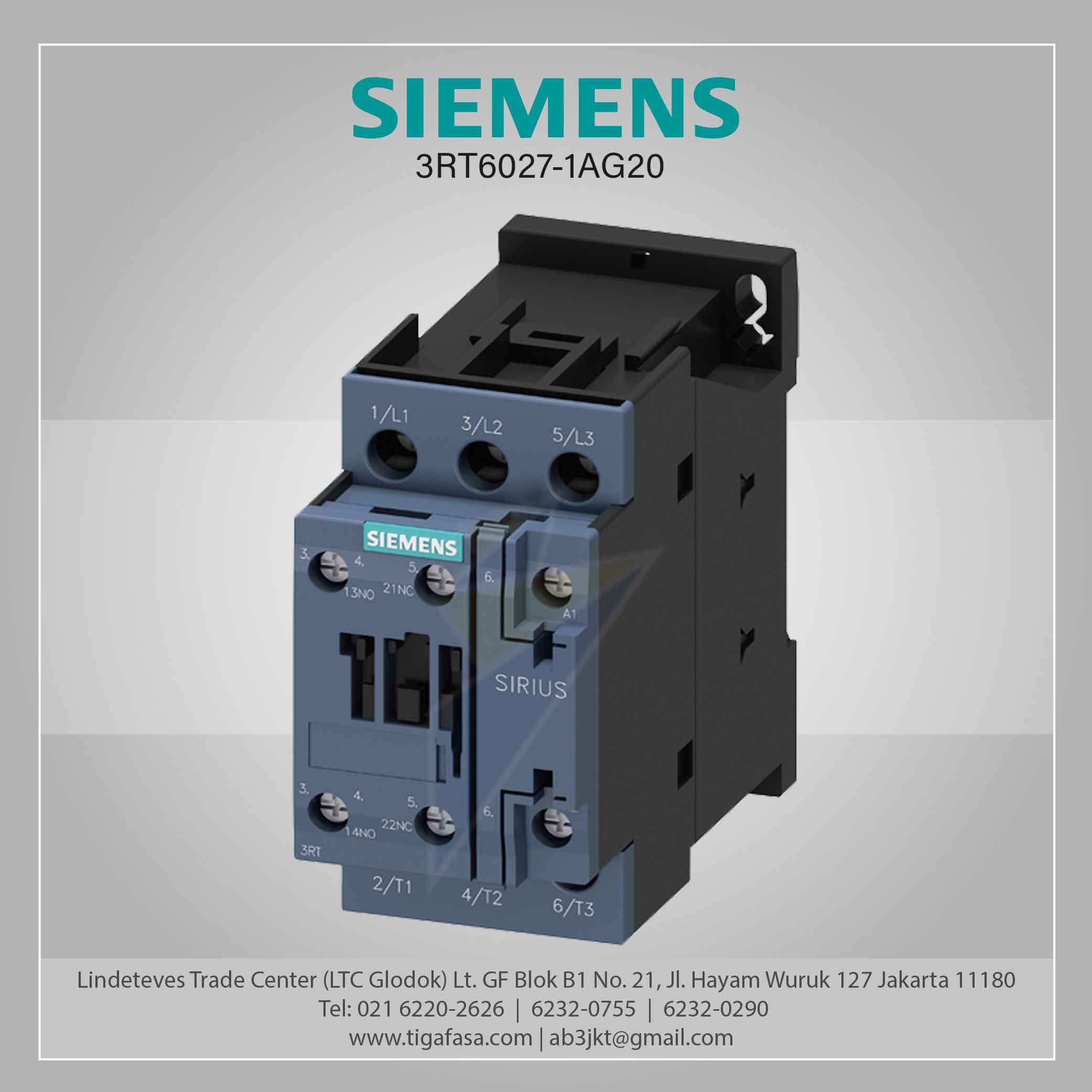 3RT6027-1AG20 MC AC 110 V AC3 15 kW 400 V 1 NO +1 NC 3P