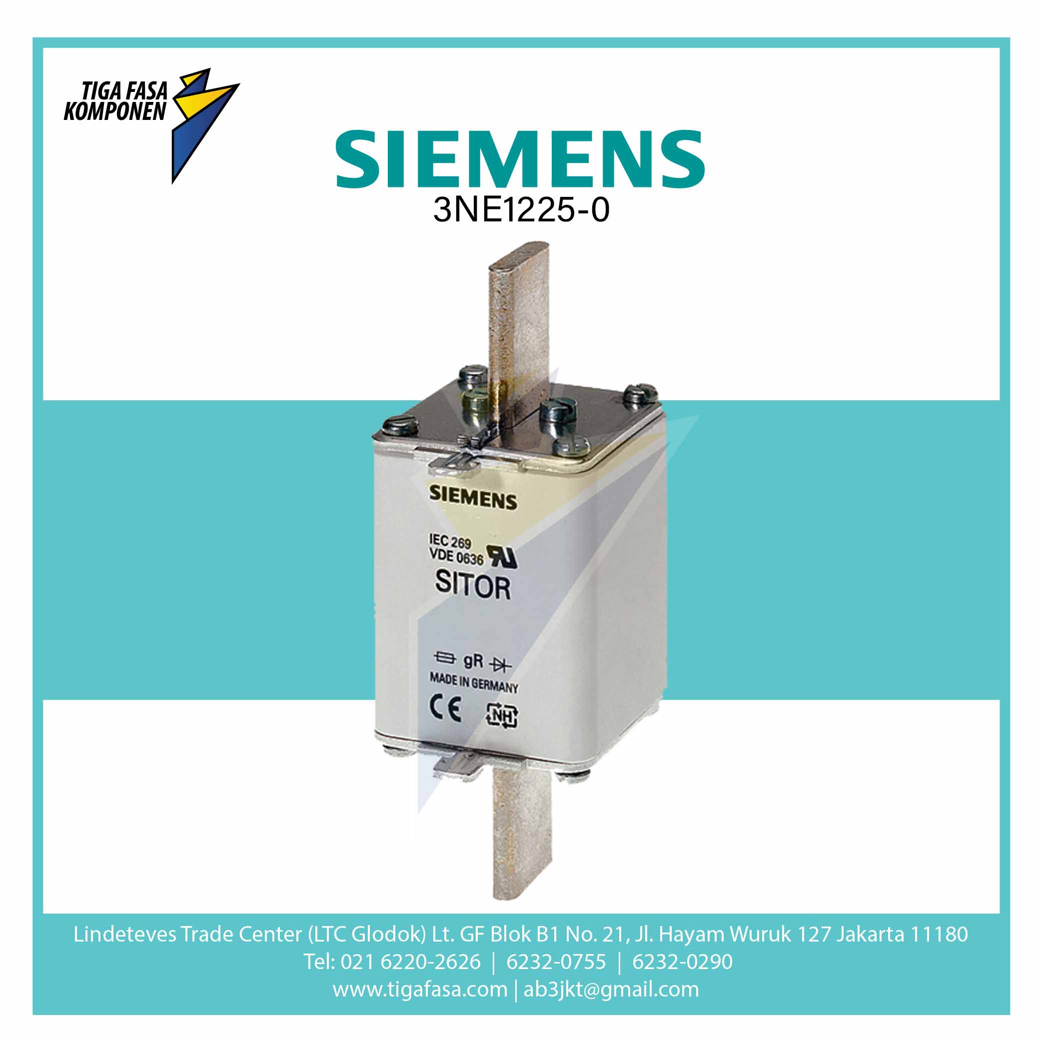 3NE1225-0 SITOR FUSE LINK NH1 200 A