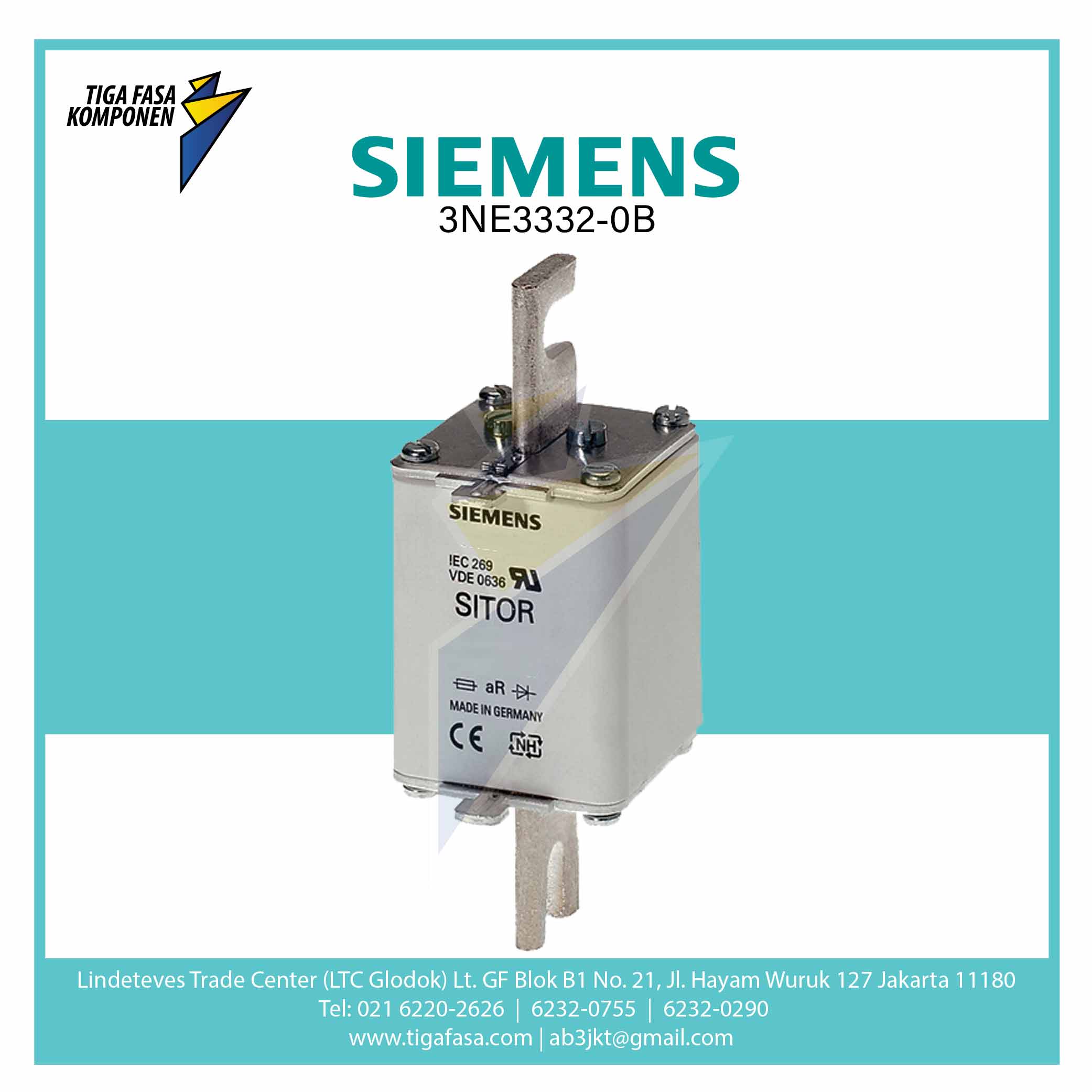 3NE3332-0B SITOR FUSE LINK NH2 400 A