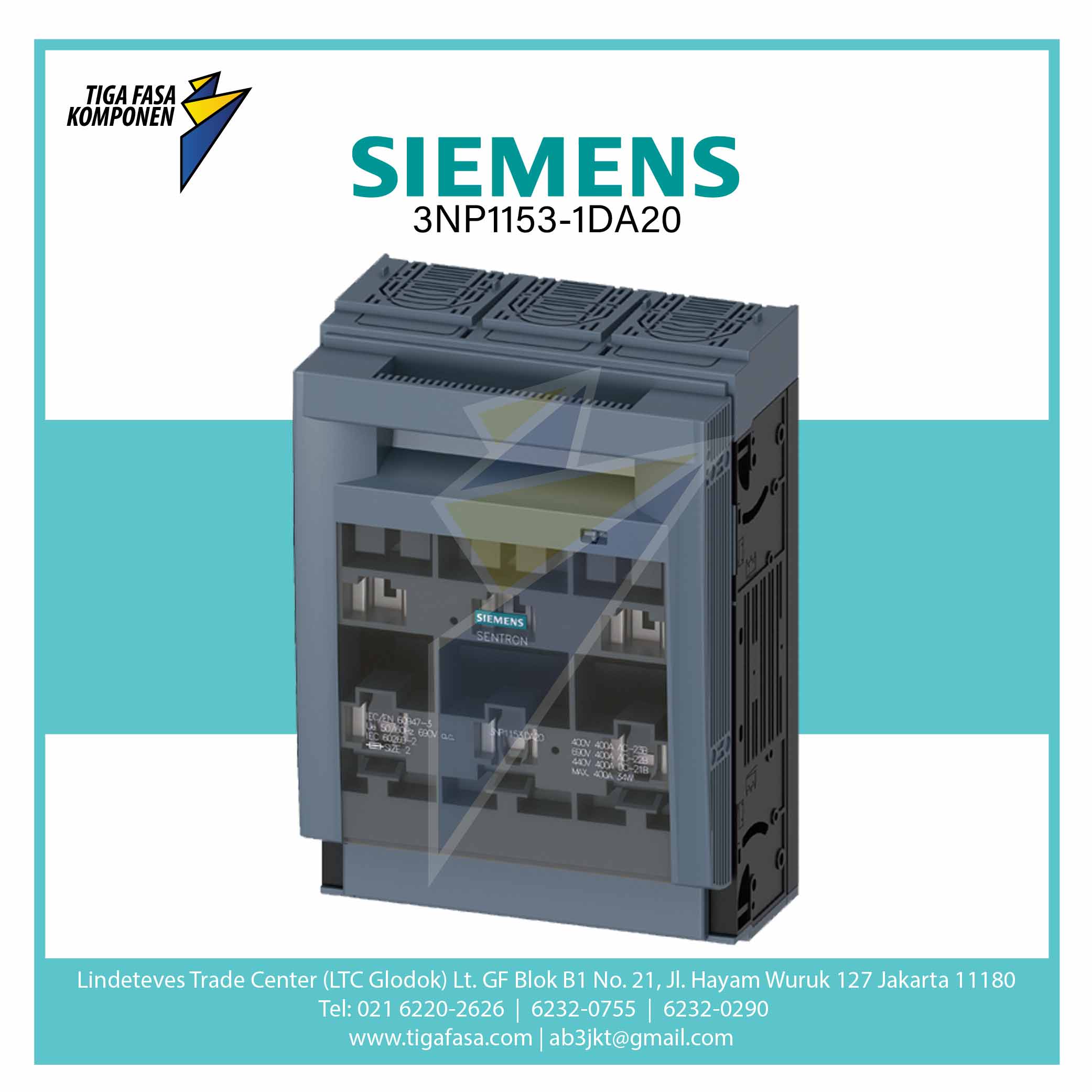 3NP1153-1DA20 Fuse Switch Disconnector 3P NH2 400A