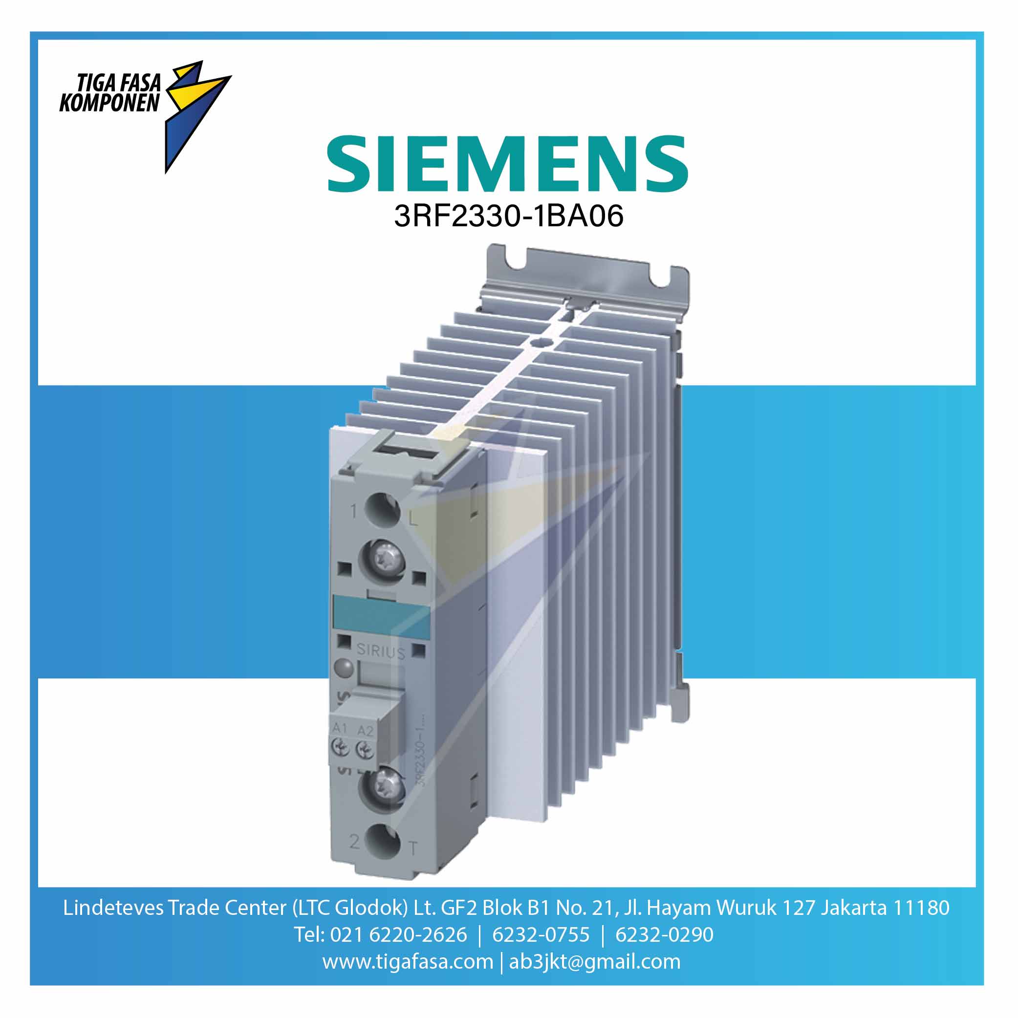 3RF2330-1BA06 Solid State Contactor 1P 3RF2 AC 15 / 15 A / 40 °C 48-600 V / 24 V DC