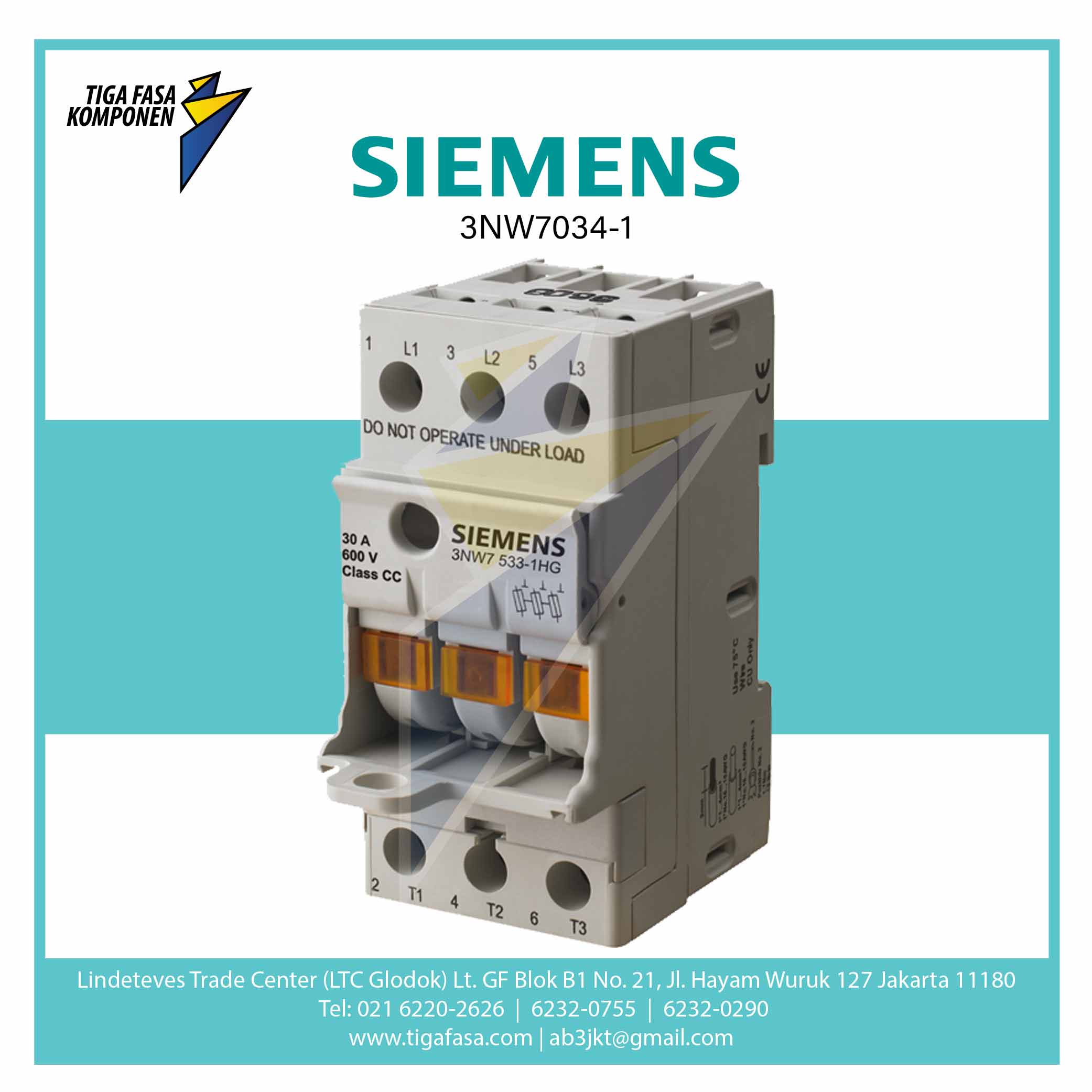 3NW7034-1 SENTRON Cylindrical Fuse Holder 10x38 mm 3P 32 A