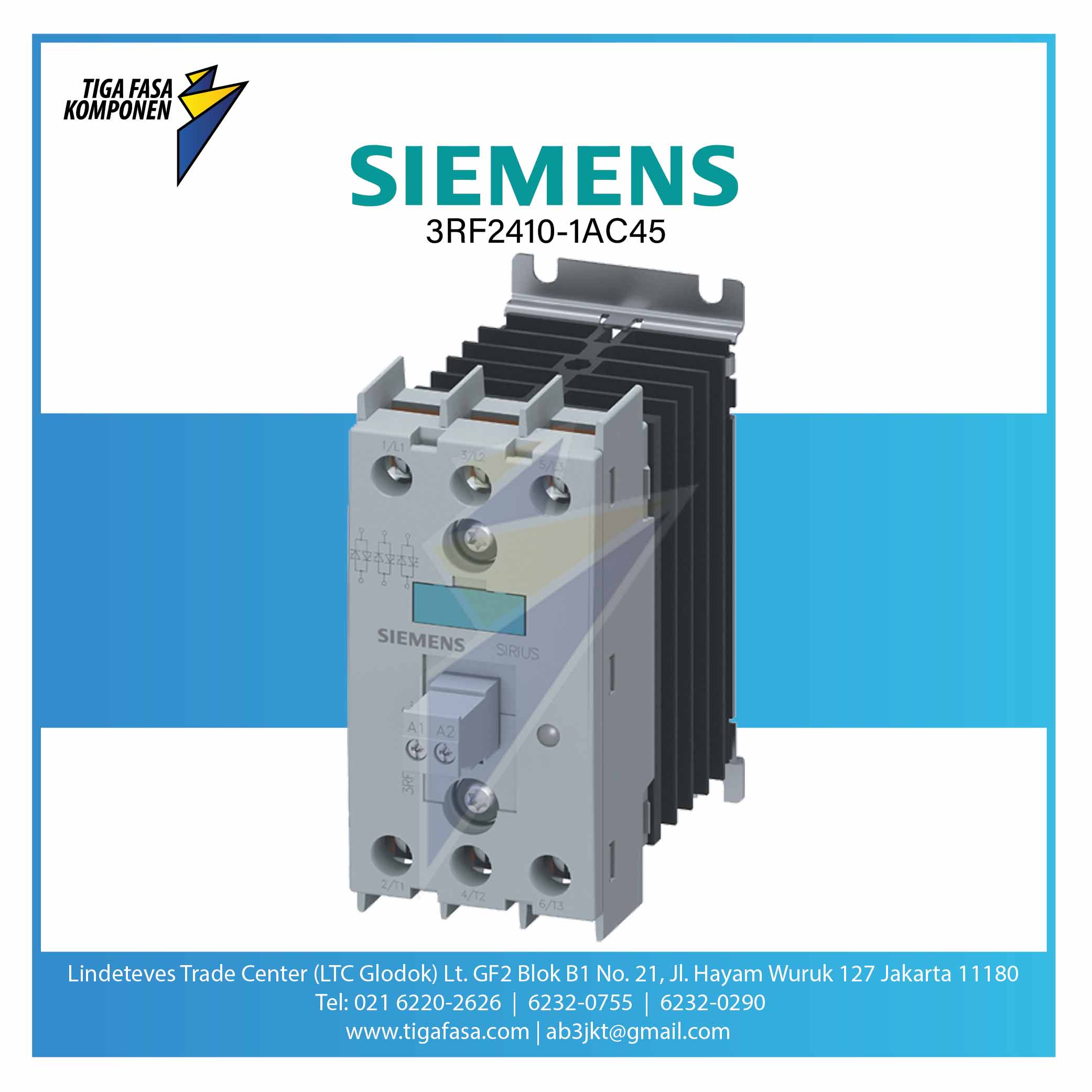 3RF2410-1AC45 Solid State Contactor 3P 3RF2 AC 51 / 10 A / 40 °C 48-600 V / 4-30 V DC