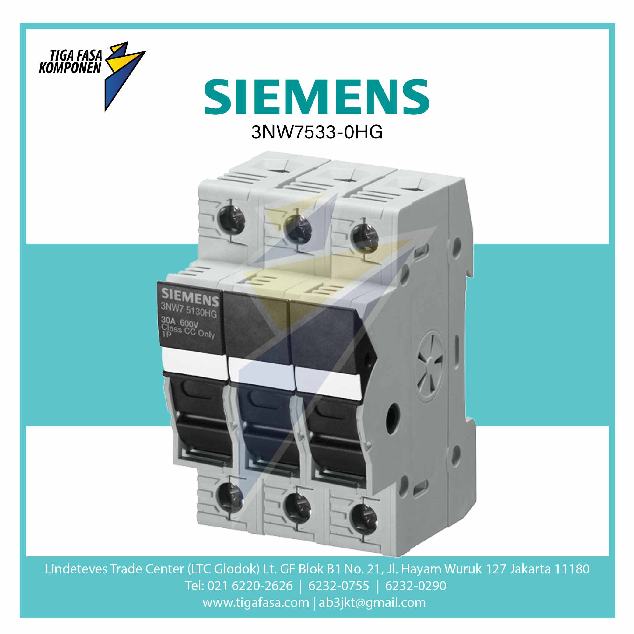 3NW7533-0HG SENTRON Fuse Holder 3P 30 A