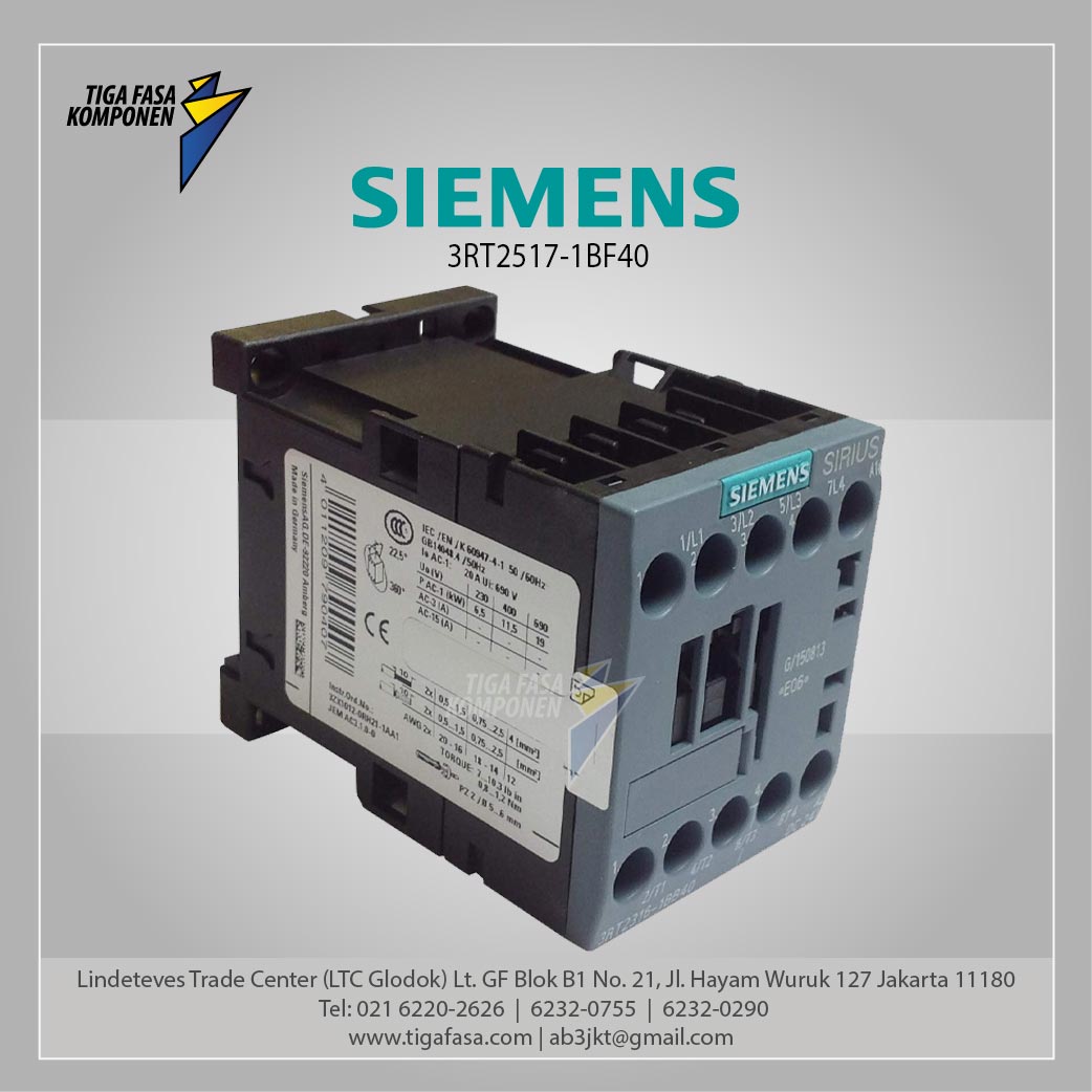 3RT2517-1BF40 MC 12 A 5.5 kW / 400 V 4P 110 V DC