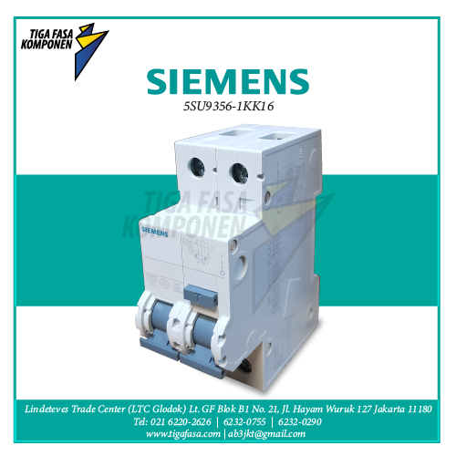 5SU9356-1KK16 RCBO 2P 16A 6kA