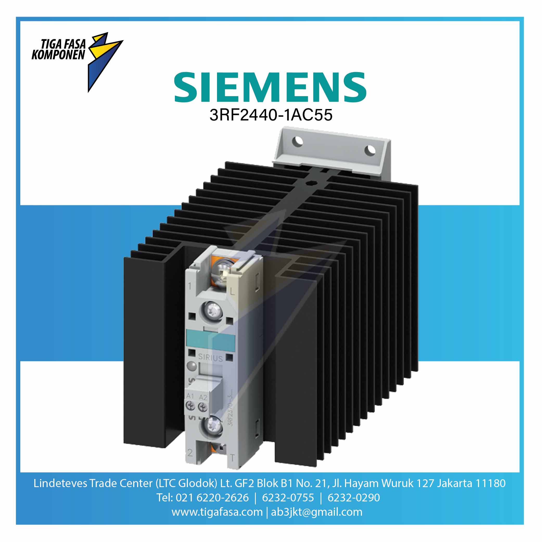 3RF2440-1AC55 Solid State Contactor 3P 3RF2 AC 51 / 40 A / 40 °C 48-600 V / 230 V AC