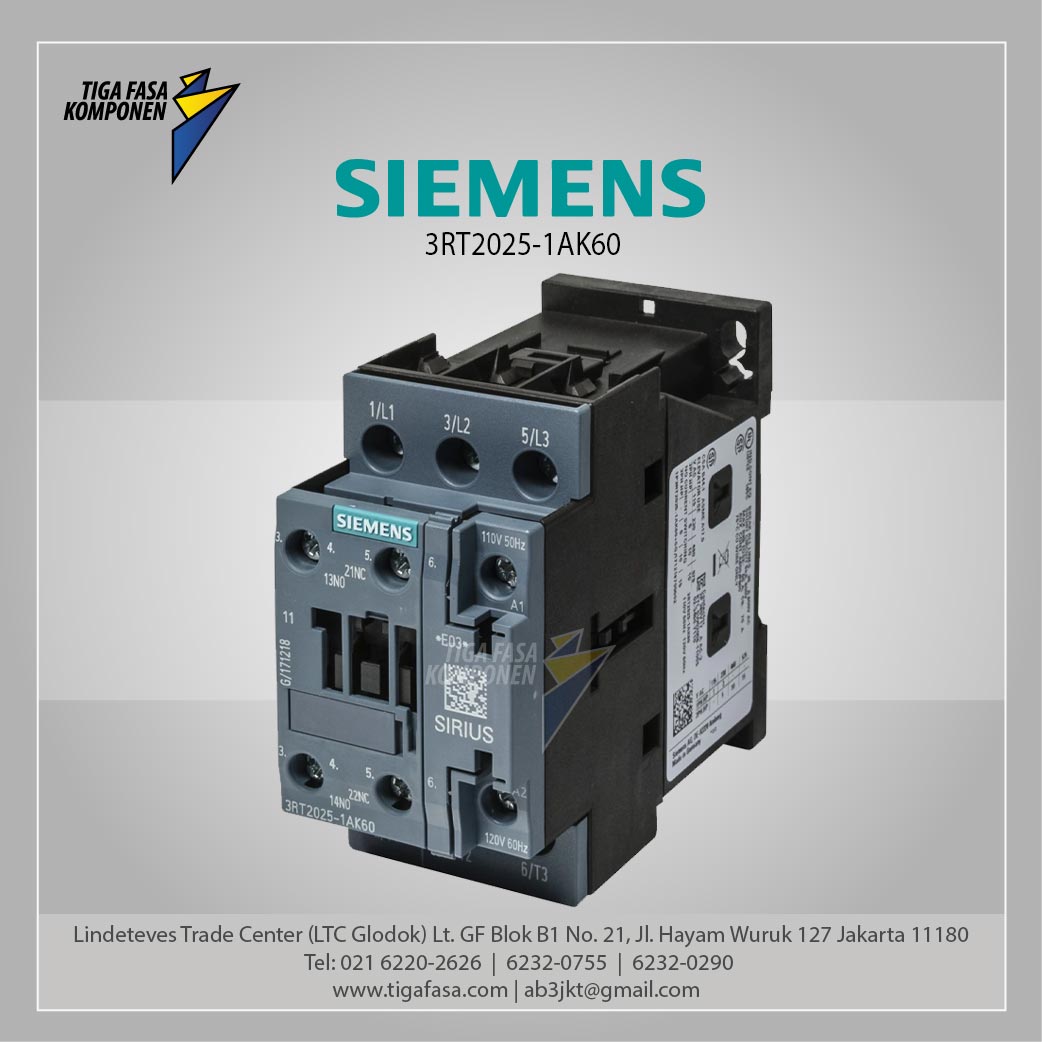 3RT2025-1AK60 MC 17 A 7.5 kW / 400 V 3P 110 V AC 50 Hz