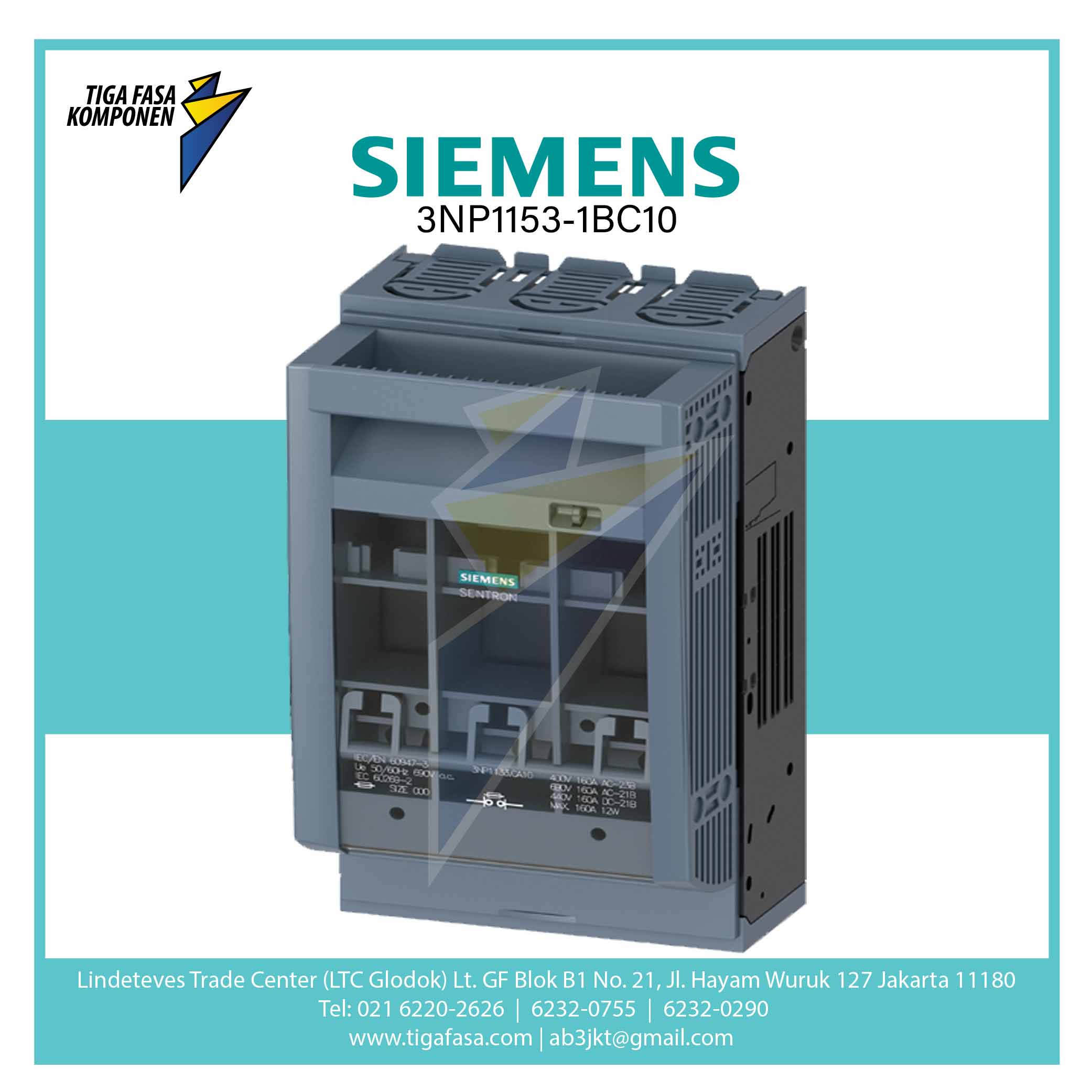 3NP1153-1BC10 Fuse Switch Disconnector 3P NH2 400A