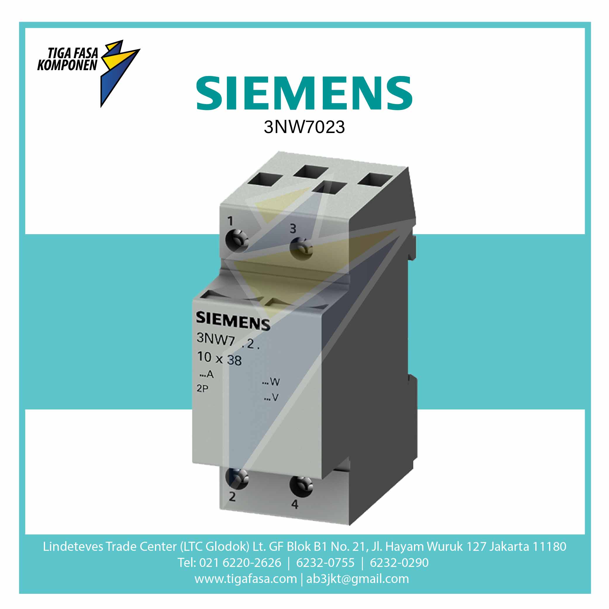 3NW7023 SENTRON Cylindrical Fuse Holder 10x38 mm 2P 32 A