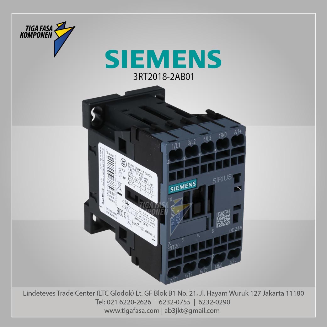 3RT2018-2AB01 MC 16 A 7.5 kW / 400 V 3P 24 V AC 50/60 Hz