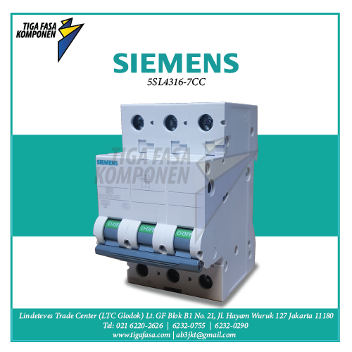 5SL4316-7CC MCB 3P 16A 10kA 