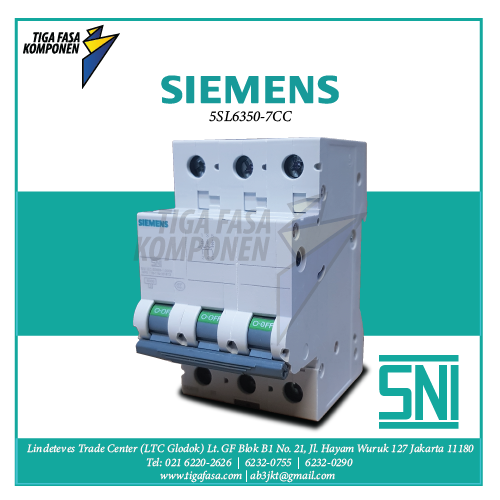 5SL6350-7CC MCB 3P 50A 6kA 