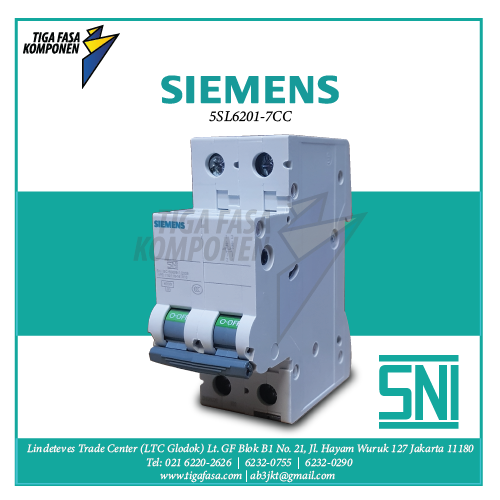 5SL6201-7CC MCB 2P 1A 6kA 