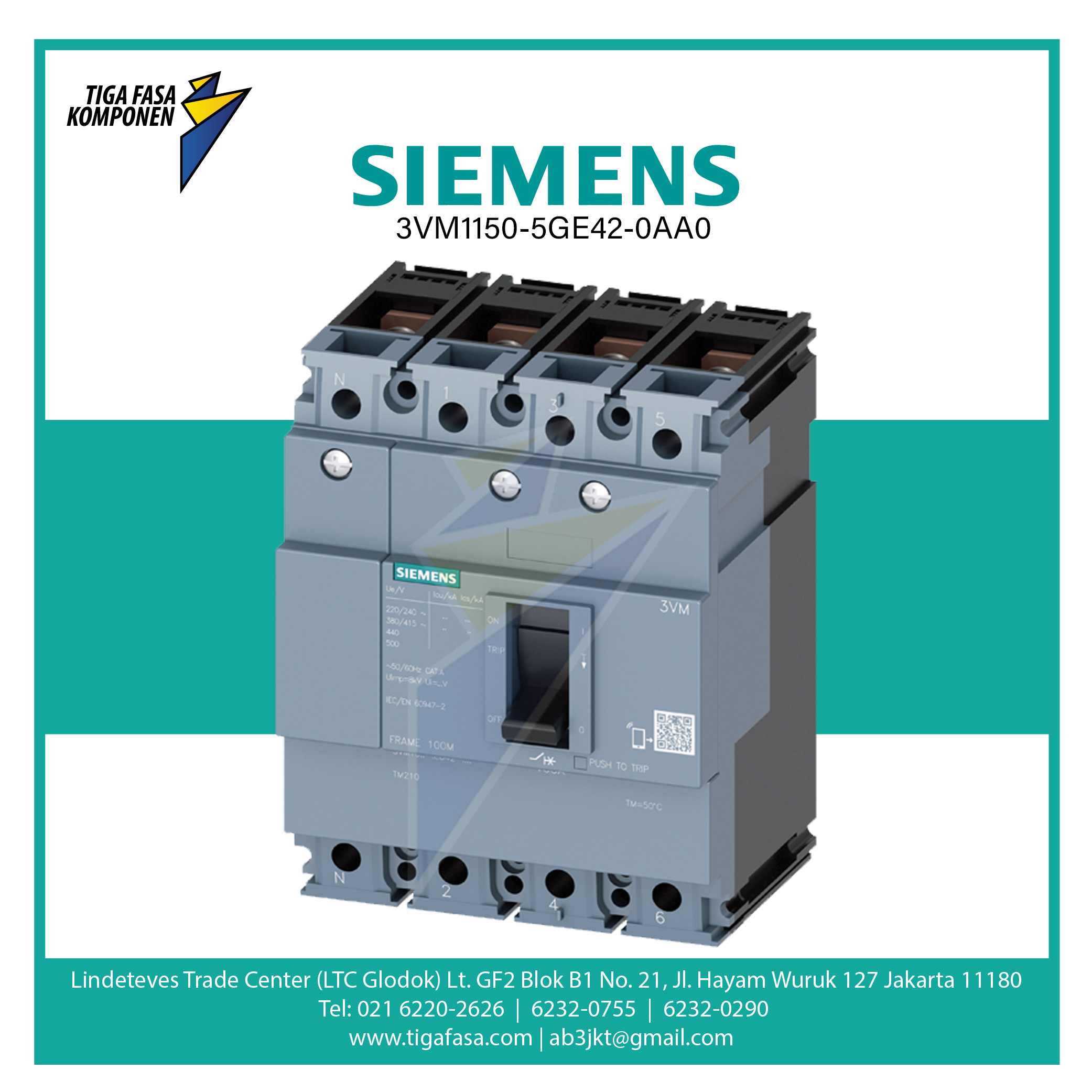 3VM1150-5GE42-0AA0 MCCB 4P 55kA 35-50A 