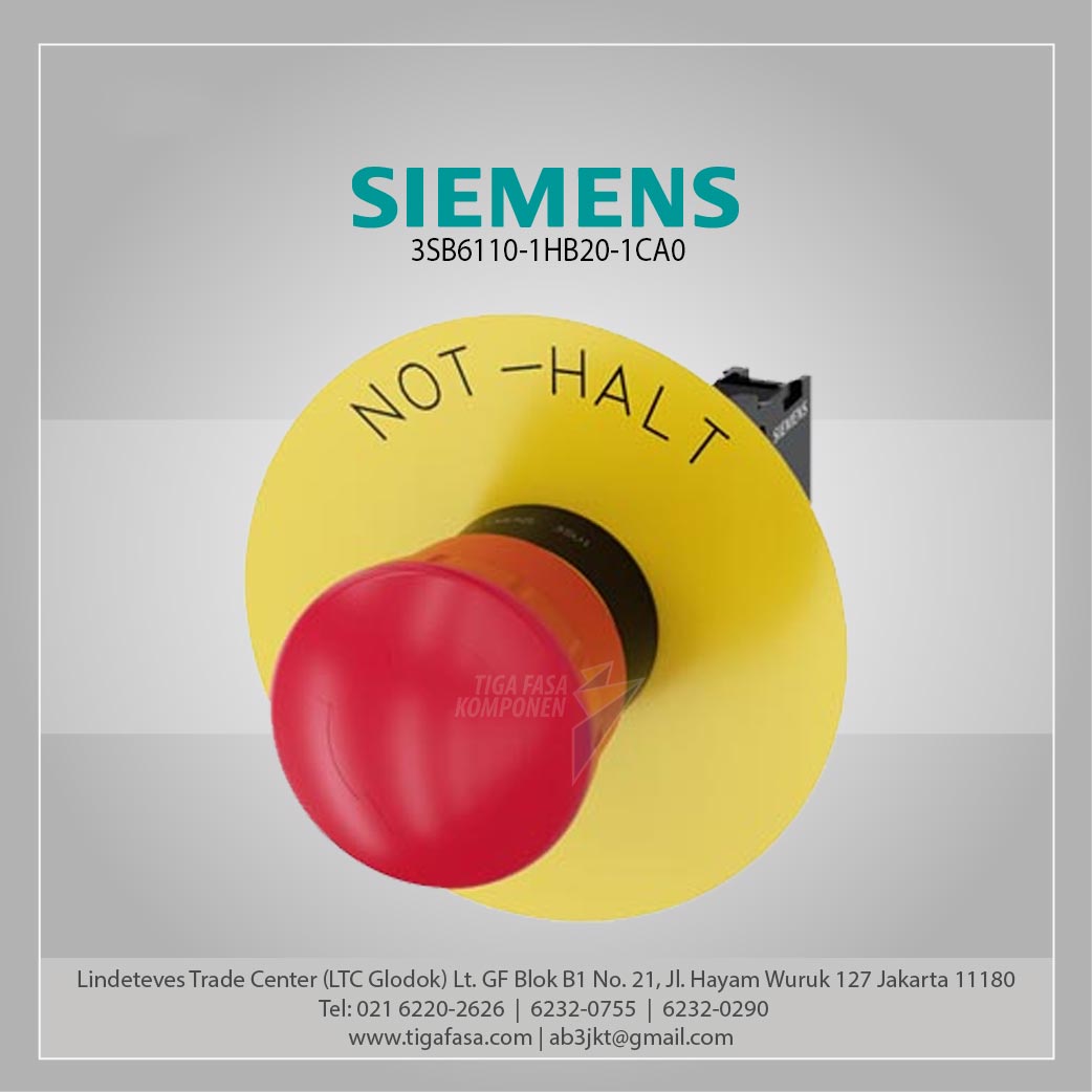 3SB6110-1HB20-1CA0 Pushbutton Combination 22 mm 1 NC Red