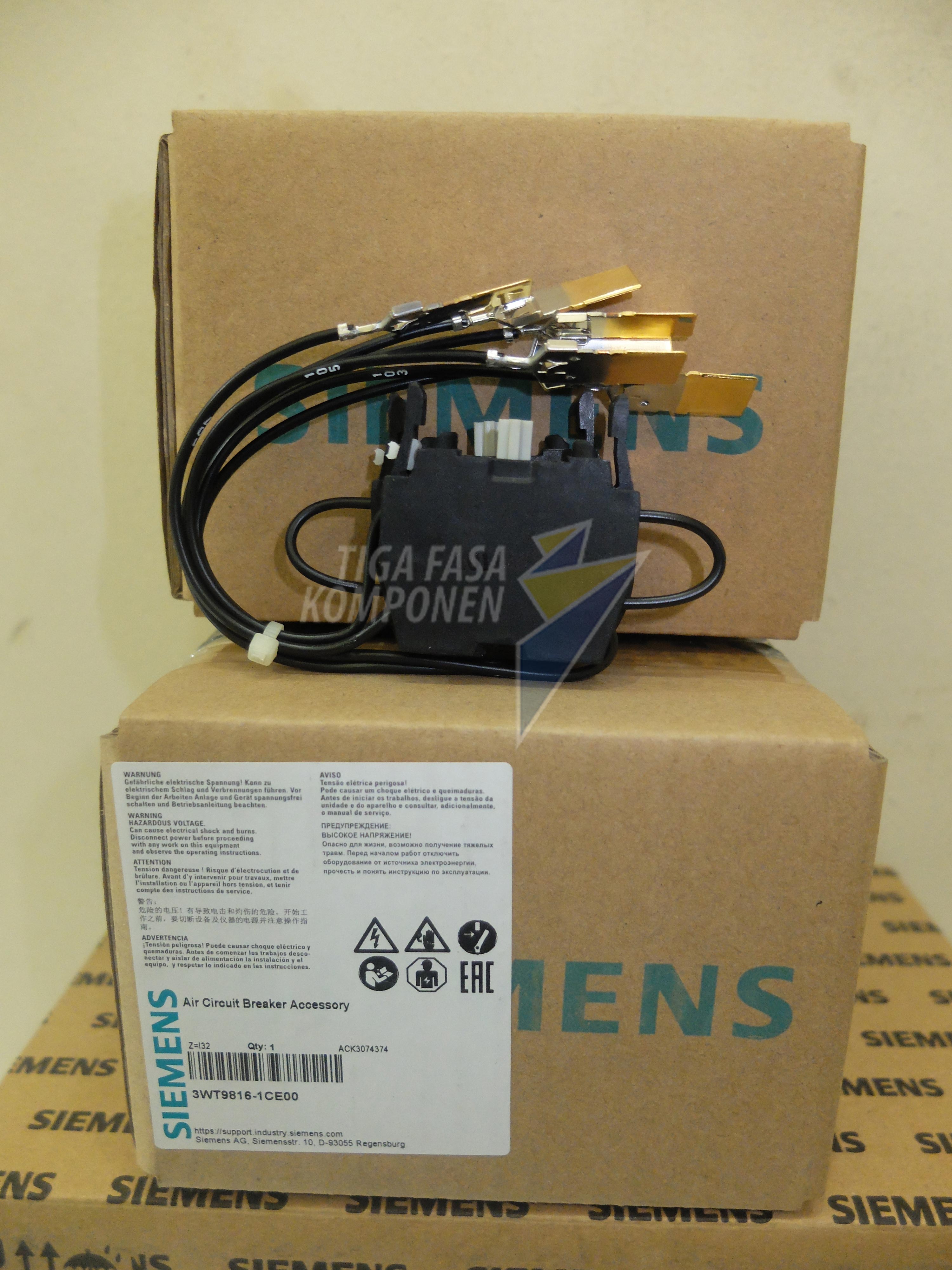 3WT9816-1CE00 Auxiliary Contact 3WT 2CO (3SB1400-0A + Kabel hitam) 