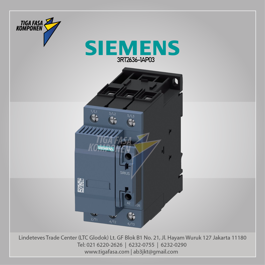 3RT2636-1AP03 Capacitor Contactor AC-6b 50 kVar / 400 V 3P 230 V AC