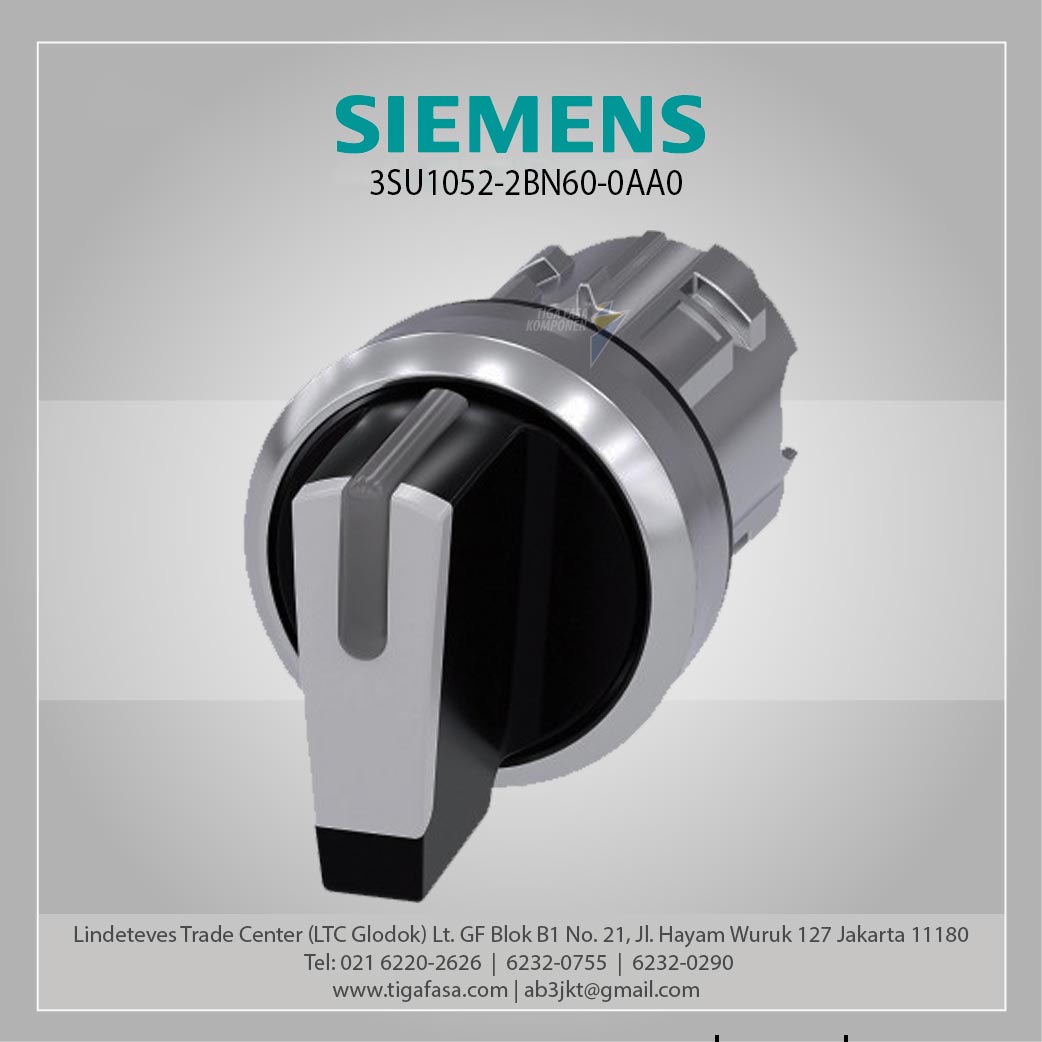 3SU1052-2BN60-0AA0 Selector Switch 22 mm Metal Shiny White I-O<II