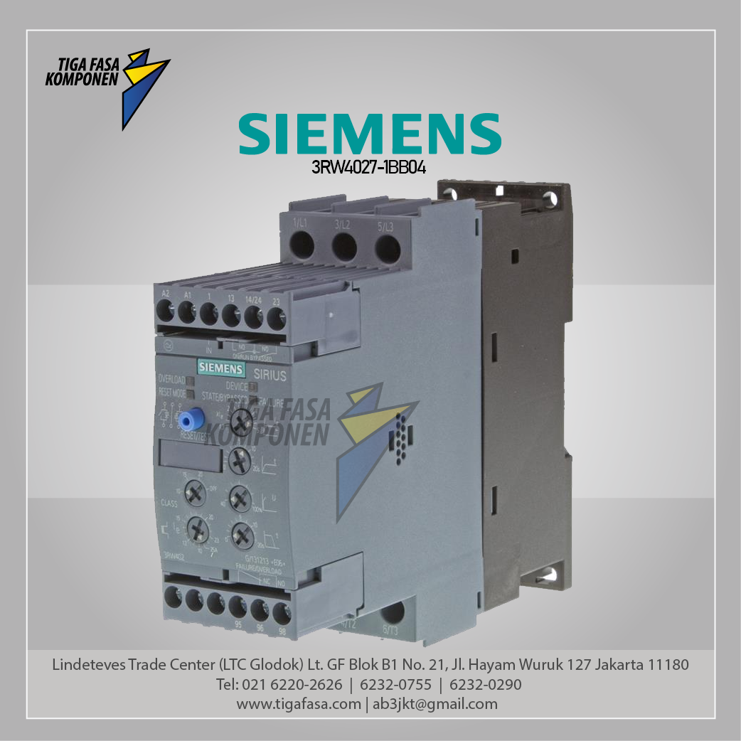 3RW4027-1BB04 Soft Starter S0 32 A 15 kW/400 V 200-480 V AC 24 V AC/DC