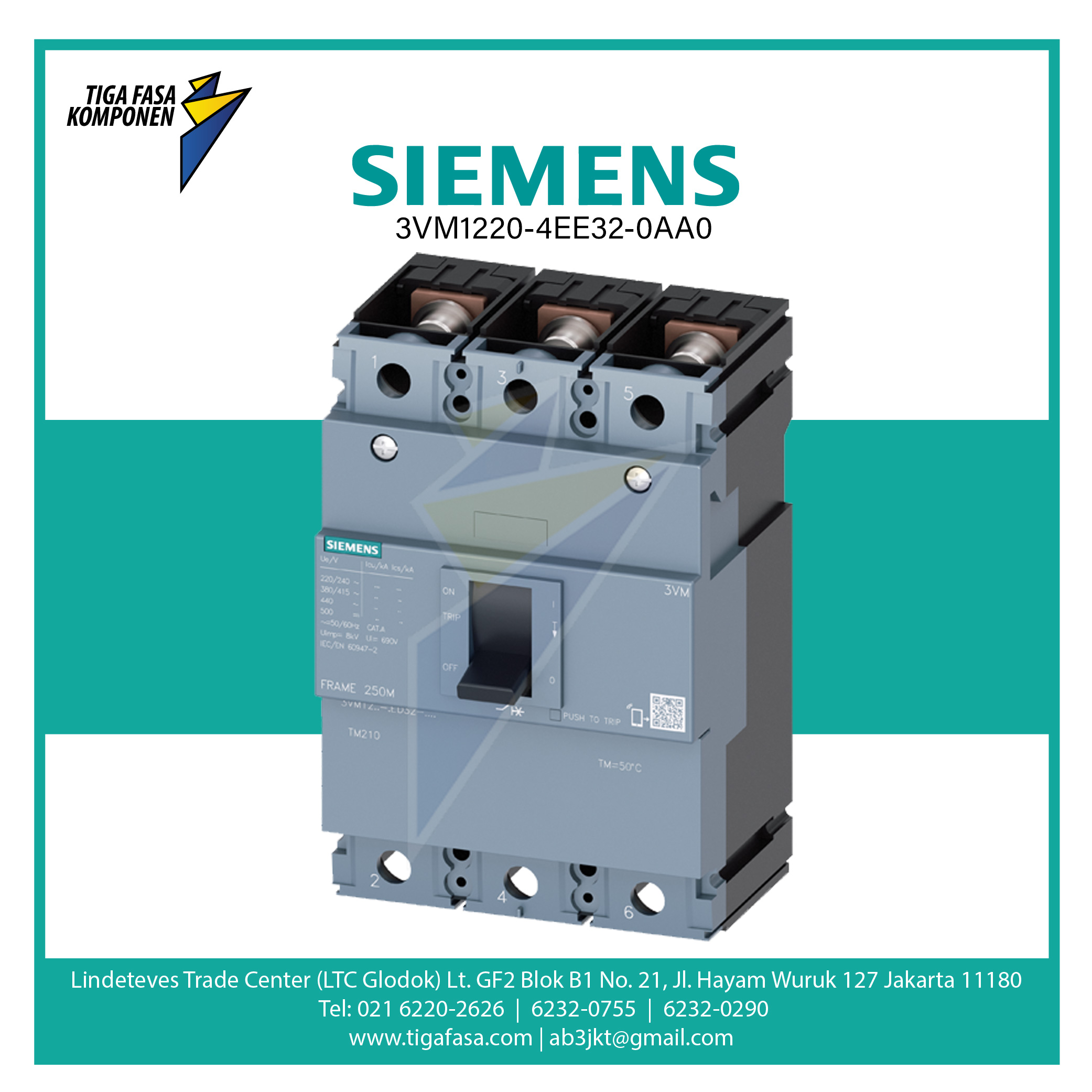 3VM1220-4EE32-0AA0 MCCB 3P 36kA 140-200A 