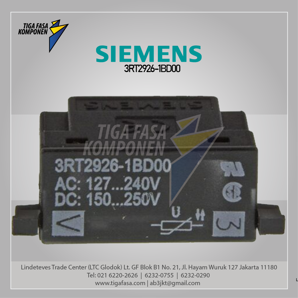 3RT2926-1BD00 Surge Suppressor Varistor 127-240 V AC 150-250 V DC