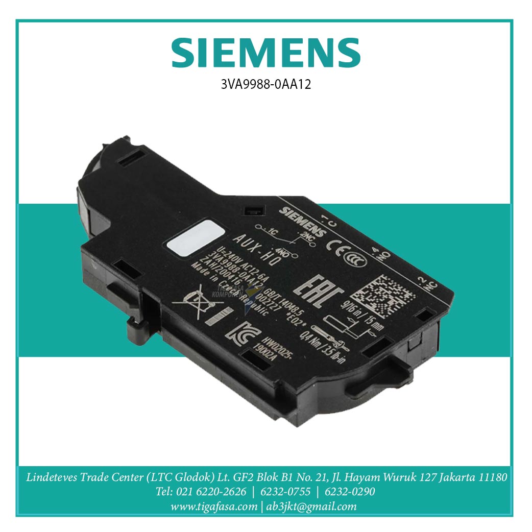 3VA9988-0AA12 Aux Switch 3VA1; 3VA20-26