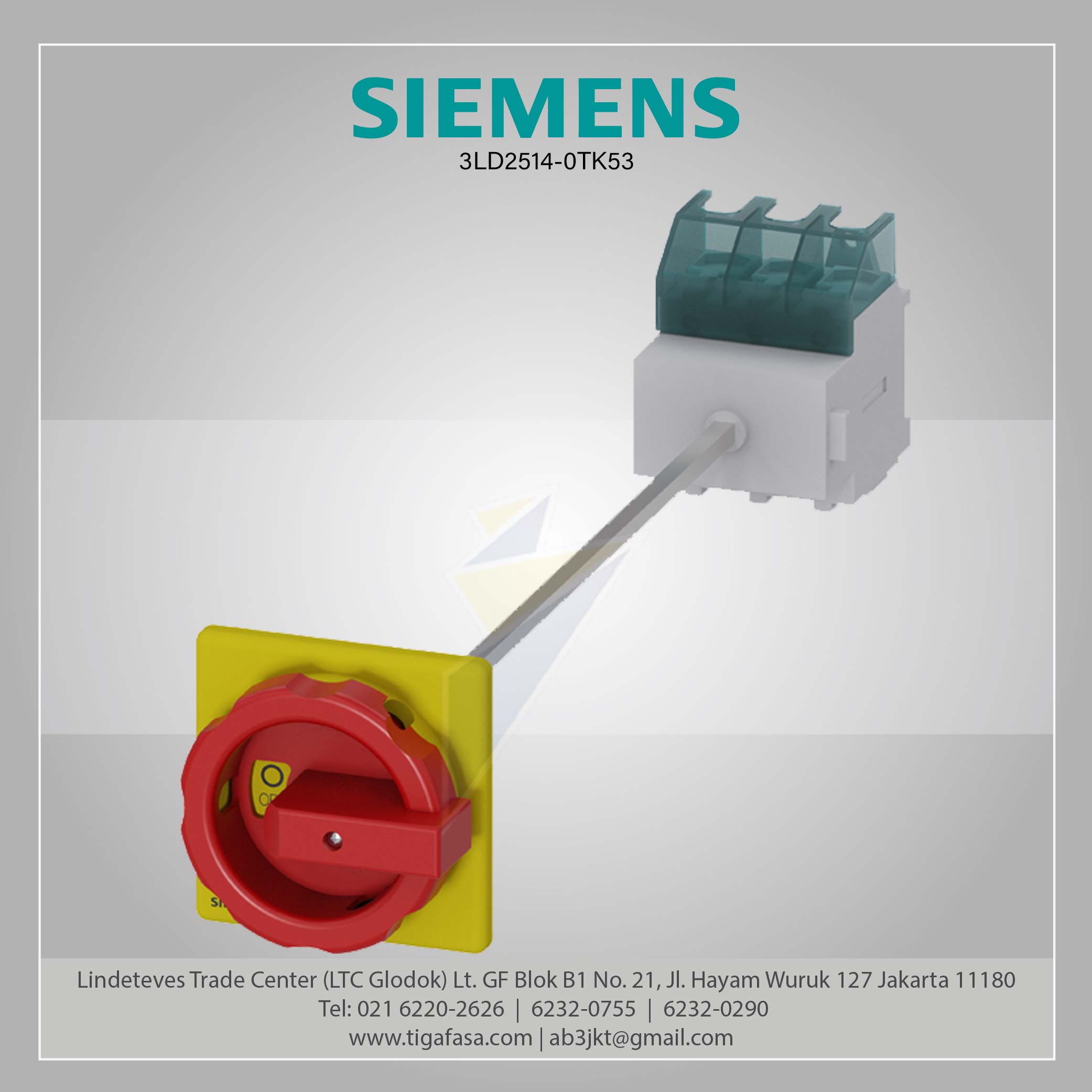 3LD2514-0TK53 Switch Disconnector 63A 3P Red/Yellow