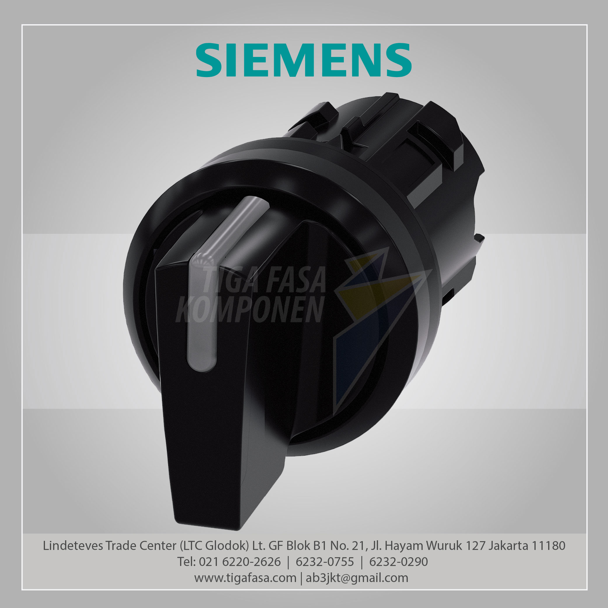 3SU1002-2BM10-0AA0 Selector Switch, 22 mm, Round, Plastic, Black I>O<II